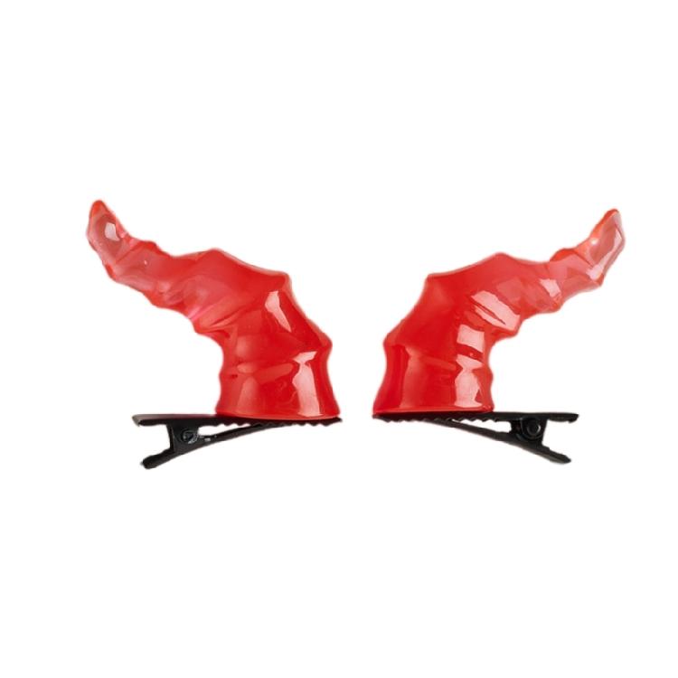 Devil Horn Shape Hairpin Halloween Travel Girl Headwear Ponytail Braids Hairpin красный