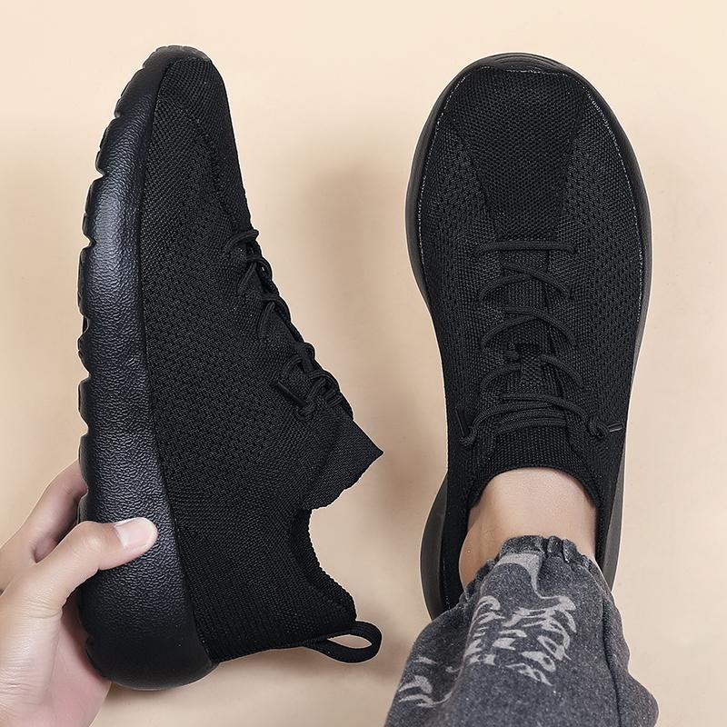 Fashion 2025 New Lightweight Soft-soled Running Shoes for Women Flying Woven Round Head Casual Breathable Mesh Socks Shoes for Men