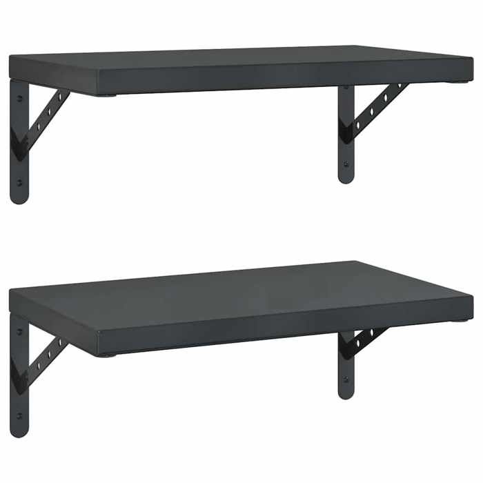 VidaXL Wall Shelves 2 Pcs 50x30 Cm Black Stainless Steel, Floating Shelf, Wall Display Shelf, Panel 3214518