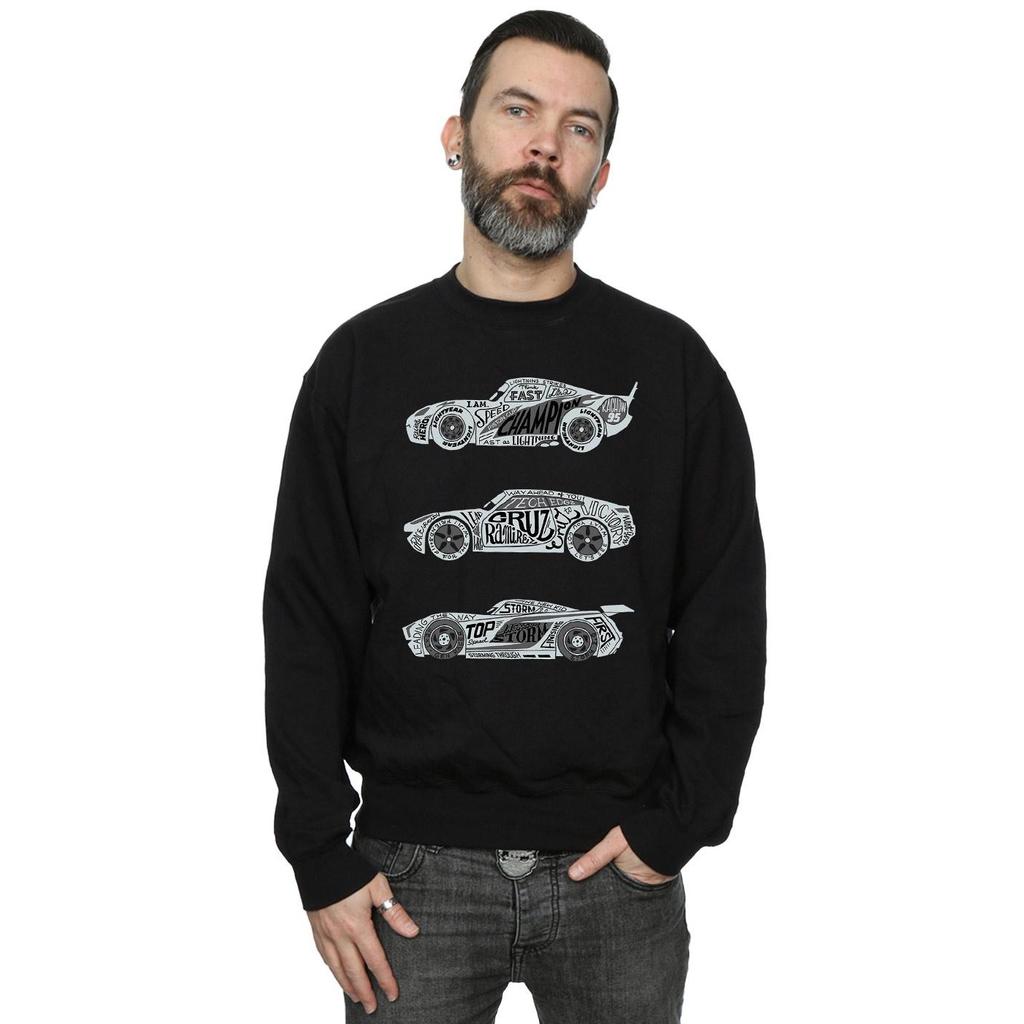 Disney Mens Cars Text Racers Sweatshirt