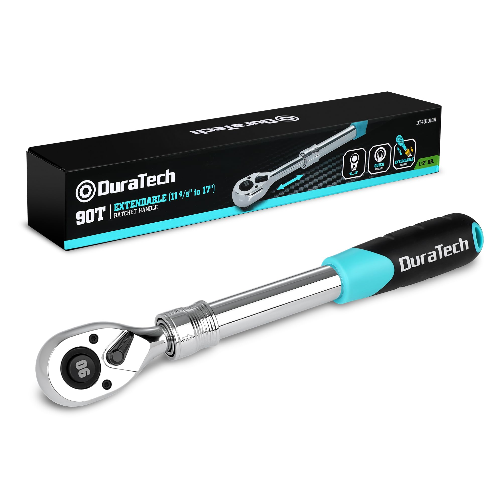 

DuraTech Ratchet Ratchet Socket Adjustable Range Easy Rotation Direction Quick Release Gear Handle, Wrench, Wrench, 12.7mm Drive, Telescopic,