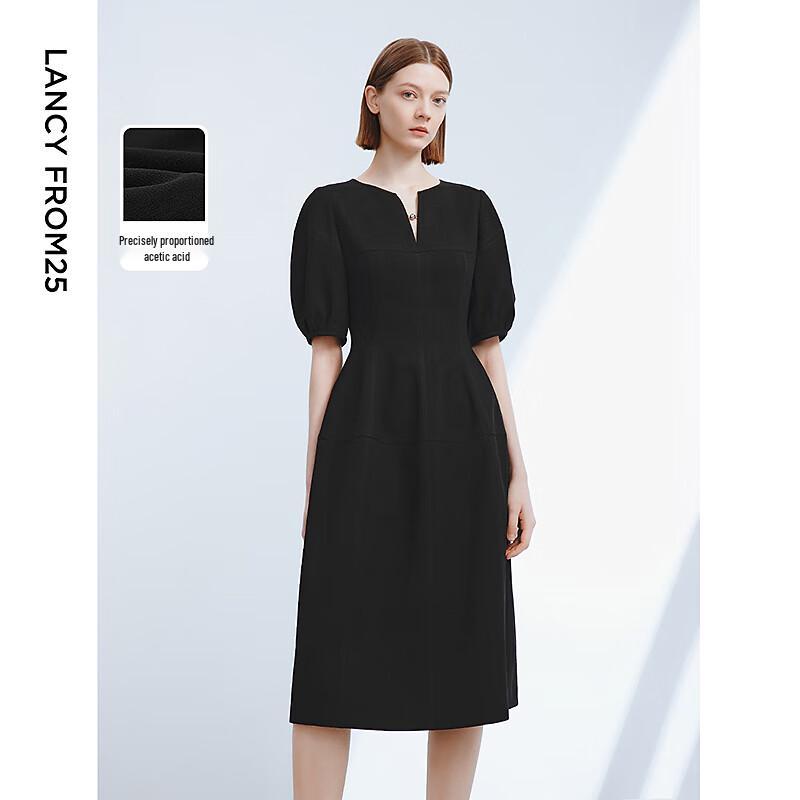 

LANGZI Acetate Lantern Sleeve Little Black Dress L