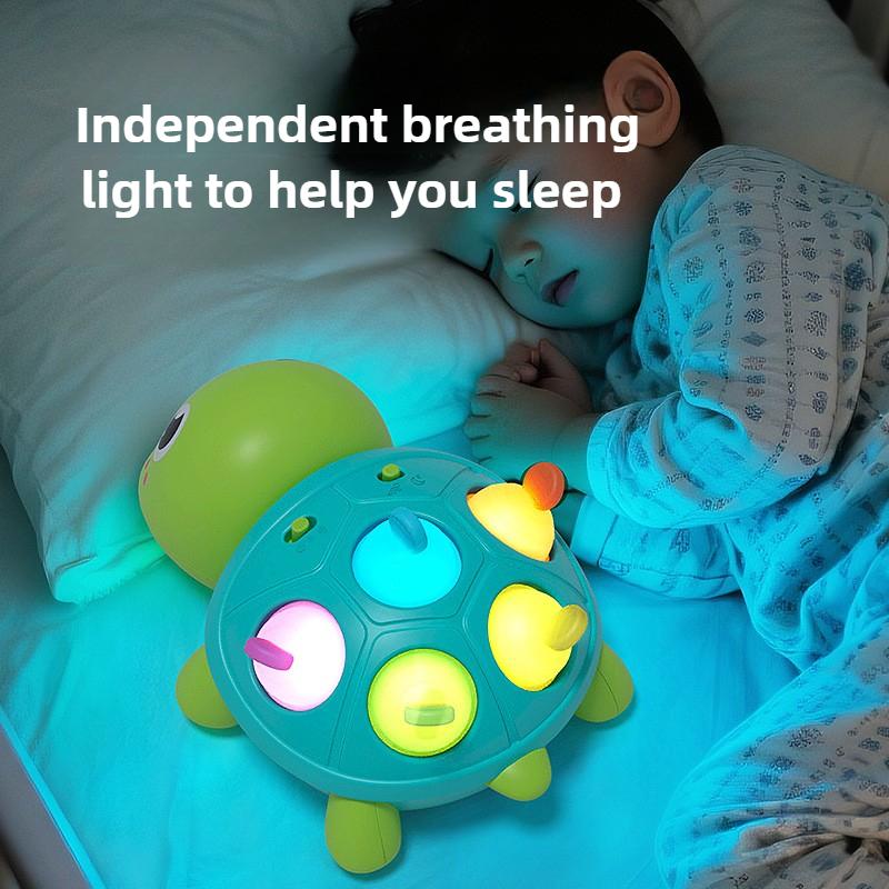 Non-Toxic Musical Turtle Crawling Toy Tummy Time Educational Sensory Toy With Light Automatic Sensing Walking Turtle Interactive Game Toy