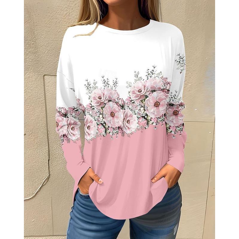 Women's 3d Printed Butterfly Flash T-shirt Fashion Long Sleeve Round Neck Regular Top Holiday Weekend Spring and Autumn Wear