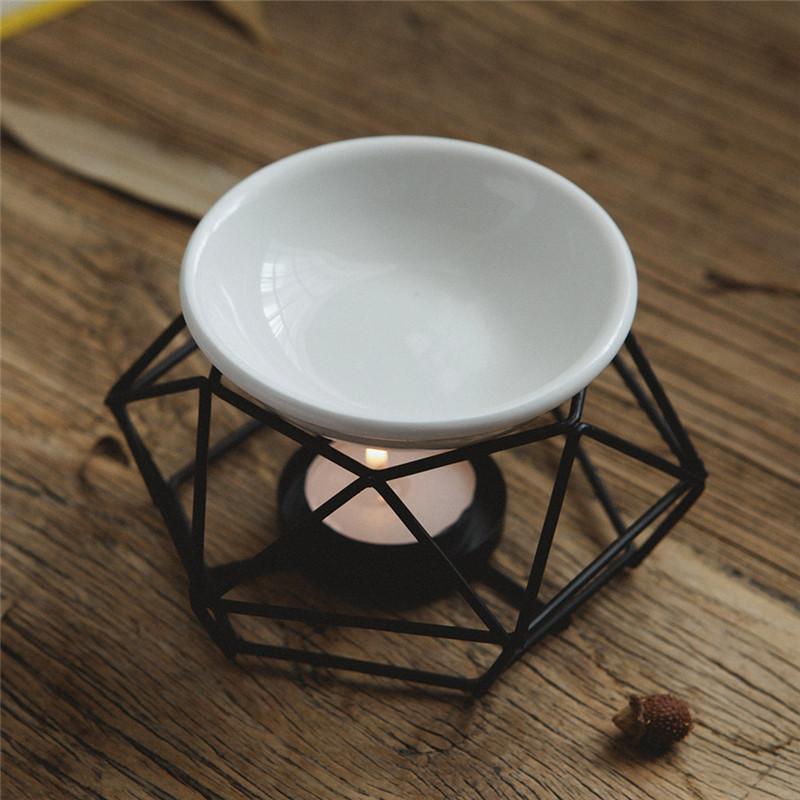 Stojan na svíčku Keramická olejová lampa Nerezová základna Aroma hořák Domácí dekorace Ornament Meditační dárek