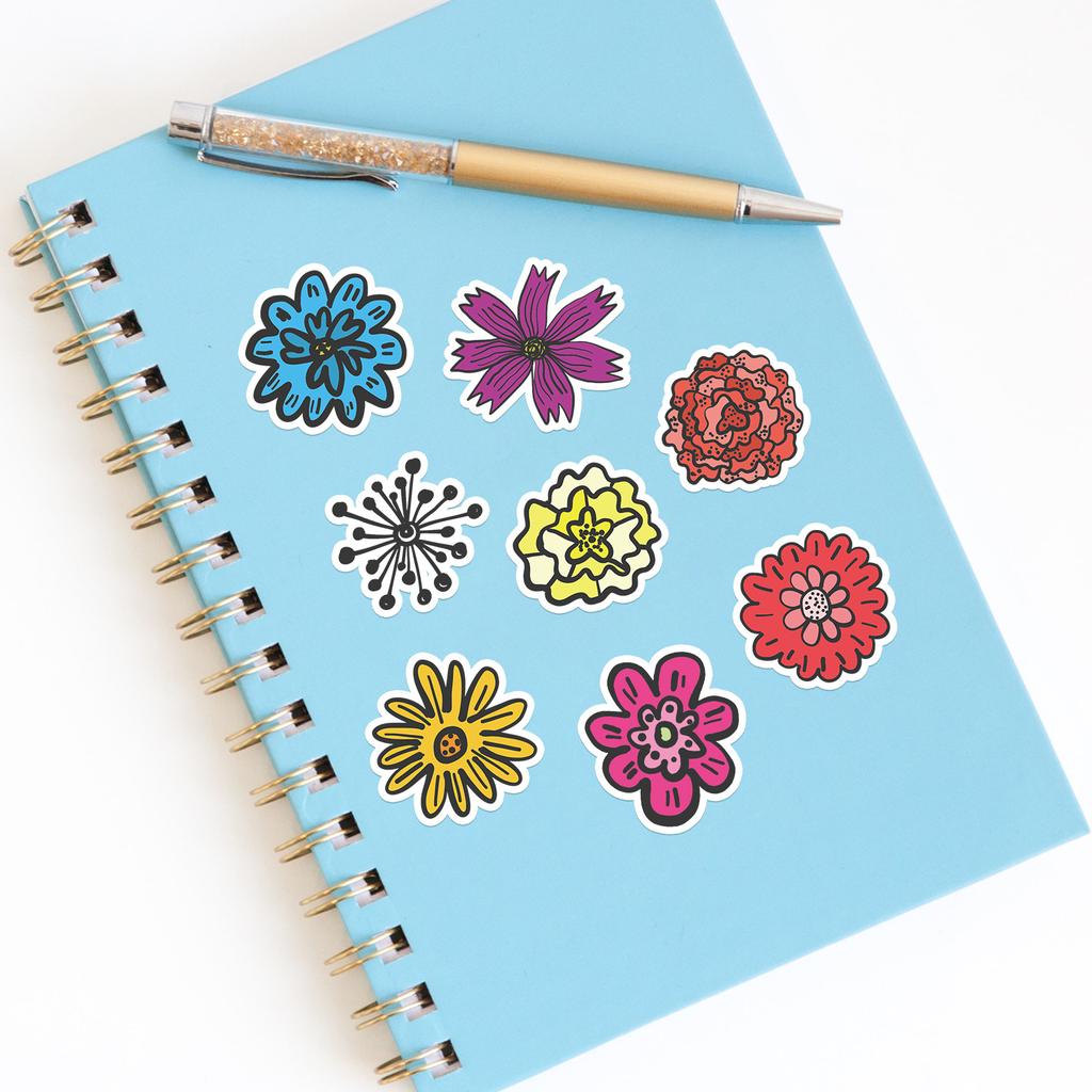 50 Leaves and Flowers Doodle Stickers Suitcase Car Notebook Refrigerator Water Cup Waterproof Decorative Stickers