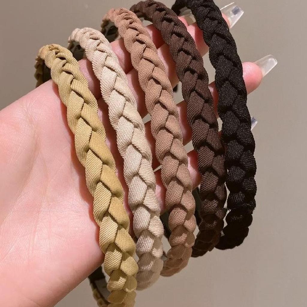 Fabric Braided Hairhoop With AntiSlip Teeth Grip For Face Washing Exercise Strong Hold On Short Hair Styling Hairband