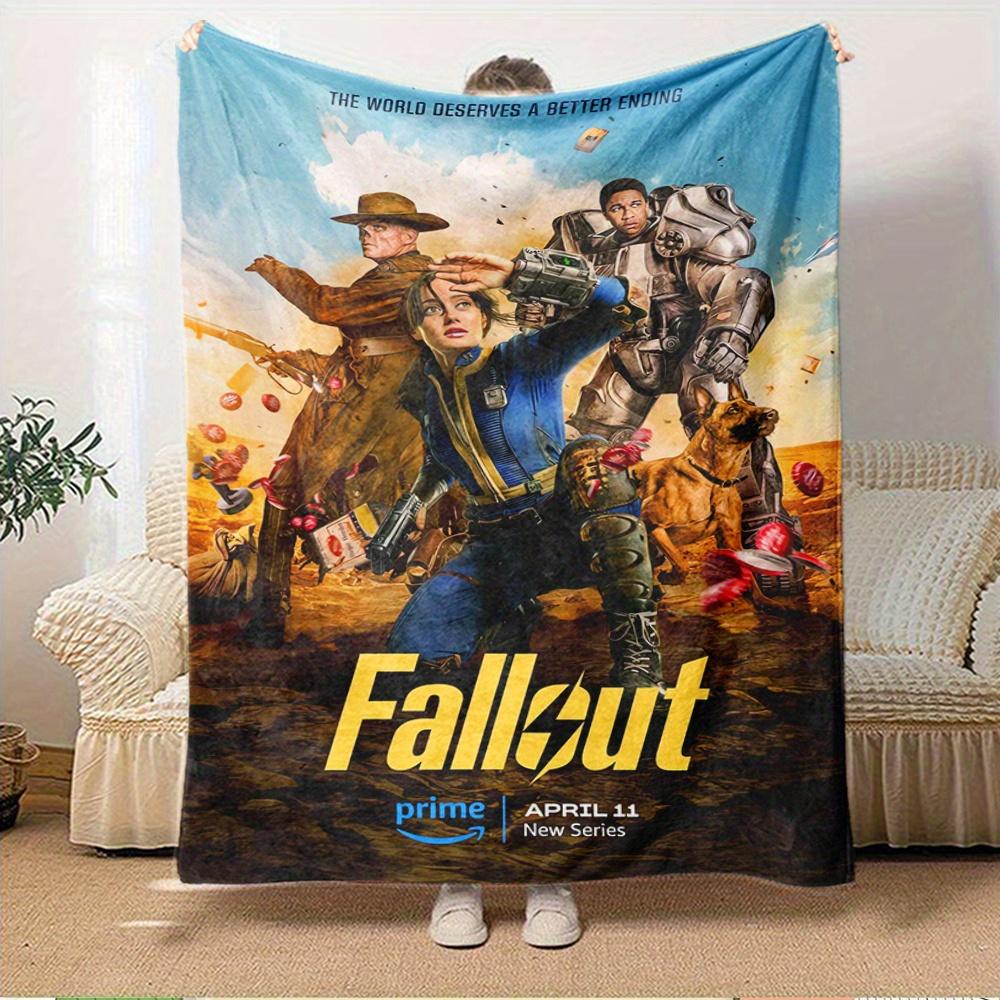

For Fallout-Themed Flannel Blanket, Glam Style, Digital Print, All-Season Comfort, Tear-Resistant, Knitted Craftsmanship, Polyester, with Ap 150x180cm