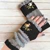 Embroidered Bird Half Finger Gloves Spicy Girl Y2k Winter Mittens  Outdoor
