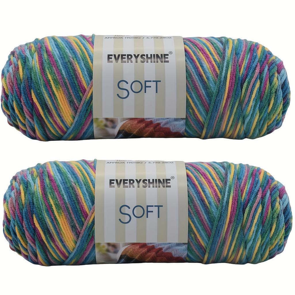 Soft Acrylic Yarn 2-Pack 190 g/pc 5Ply Medium Weight  Multicolor Yarn for Knitting, Crochet & Crafts - Ideal for Sweaters