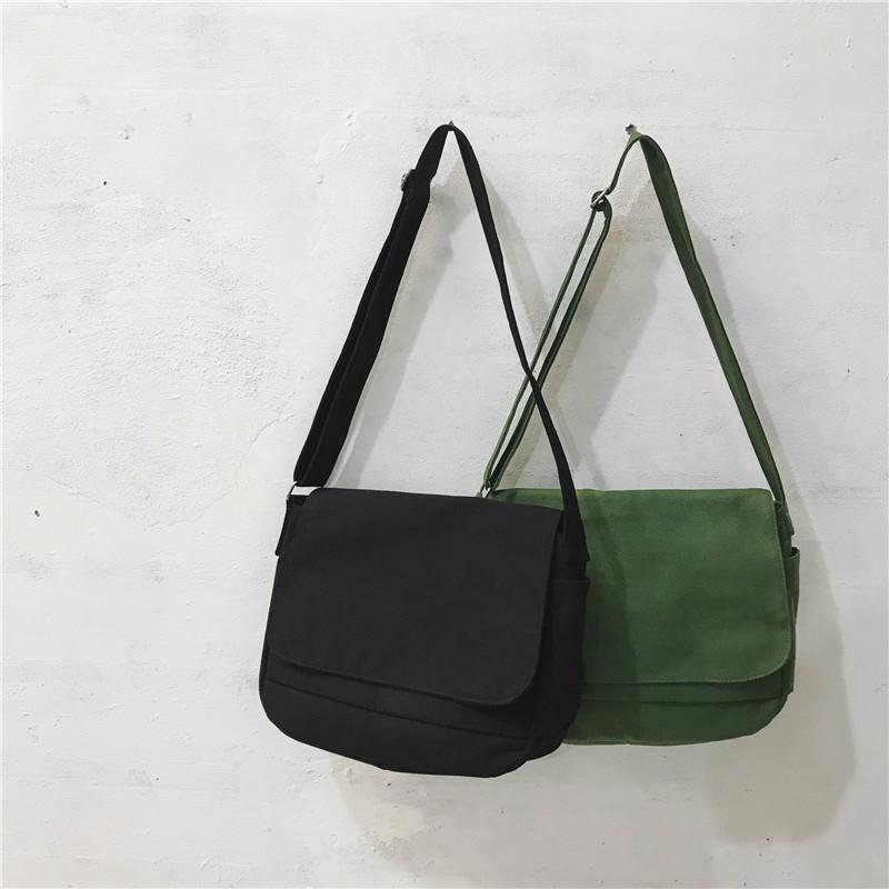 New Simple Canvas Bag Solid Color Single Shoulder Bag Crossbody Bag
