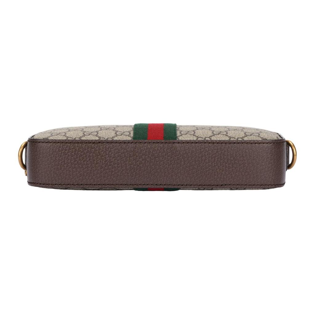 Gucci Bolsa para Câmera Ophidia GG com Logo de Flor Antiga em Fita Listrada de Lona com Acabamento em Couro