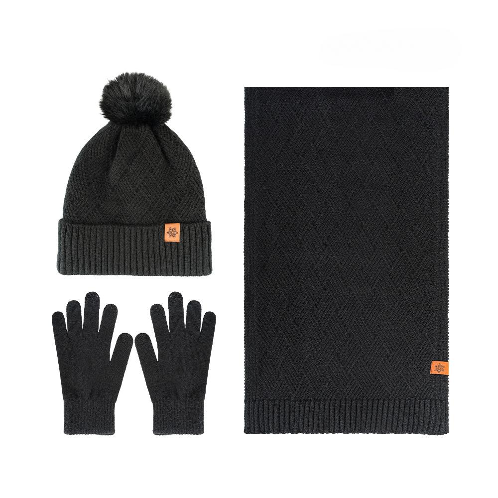 Women's Three Sizes To Choose From: Knitted Hat, Scarf, Glove, Women's Autumn and Winter Outdoor Warm Double Layer Knitted Hat