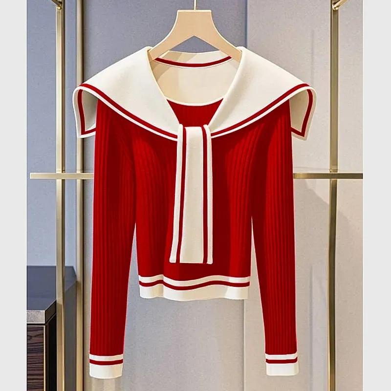 

Популярный темно-синий свитер с воротником-стойкой для женщин 2025 Зима Утепленный внутренний топ S красный