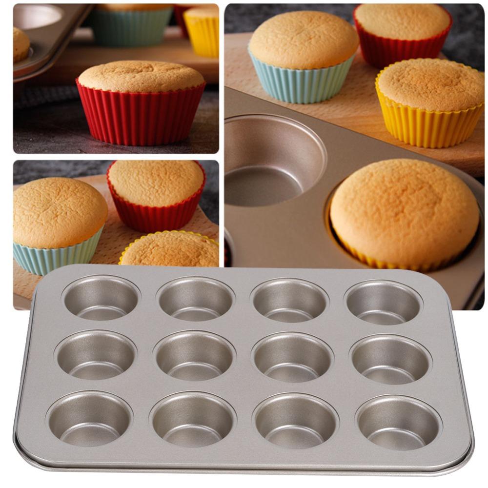 Carbon Steel Cupcake Tin 12-Cup Design Bakeware Tray Tartlets Muffin Mold Home Baking