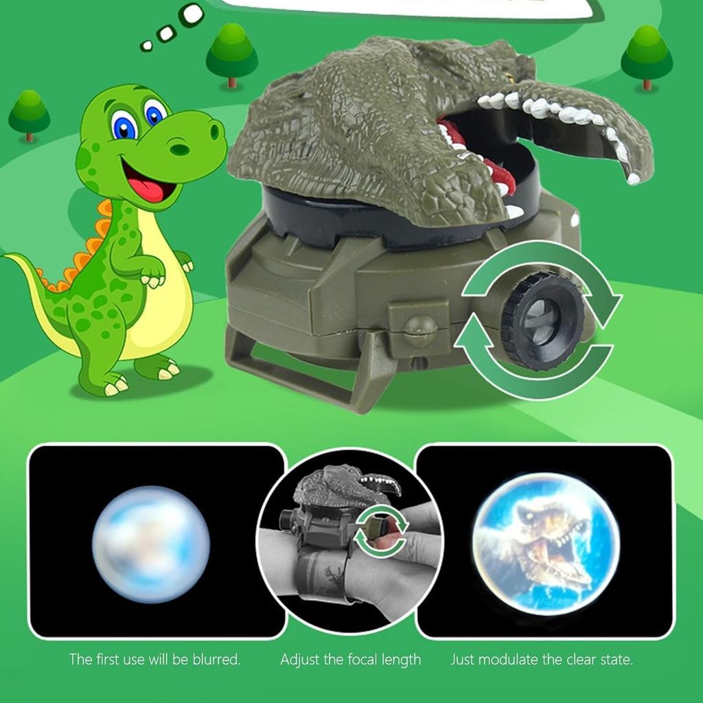 Coole Kinder Dinosaurus Projectiehorloge met 24 Verschillende Dinosaurusafbeeldingen, Educatief Verjaardags Kerstcadeau voor Kinderen, Jongens