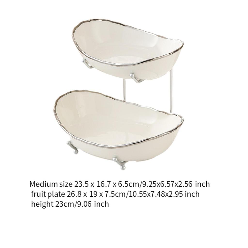 Ceramic Fruit Bowl for Kitchen Counter Porcelain Multi Layer Modern Fruit Holder for Candy Cake Snack Kitchen Vegetable Storage