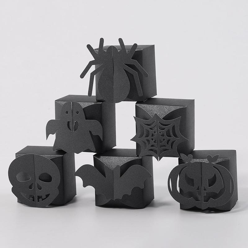 

12 шт. Хэллоуин конфеты коробка мини черный квадрат паук тыква привидение череп печенье подарки упаковка коробки украшение для вечеринки на Хэллоуин other