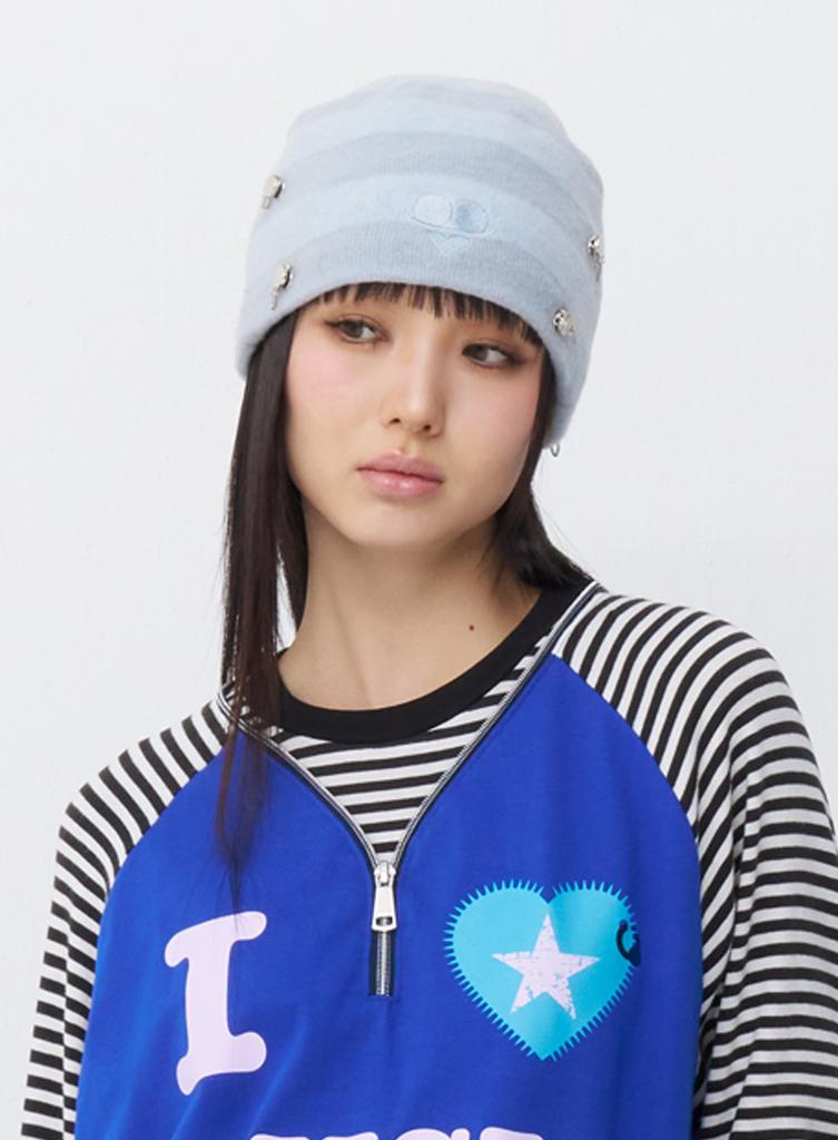 Pyule Piercing Charm Beanie Pale Blue