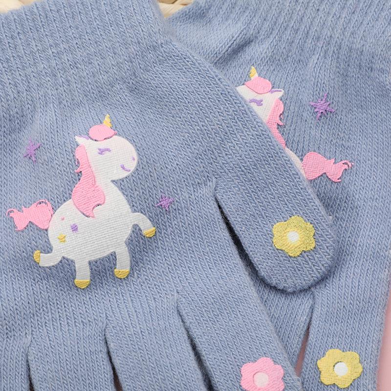 5-12 let Dětské Kreslené Rukavice Roztomilý Jednorožec Zimní Hrubé Teplé Chlapec Dívka Pětiprsté Palčáky Venkovní Větruodolné Studentské Rukavice