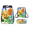 Pattern Backpack Pikachu Shoulder Bag Pencil Case Three Piece Set