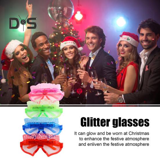2025 Christmas Glasses Sequin 3 Flashing Modes LED Light Up 2025 New Year Photo Prop Anti-slip Unisex Holiday Themed Party Atmosphere Activator