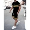 Neues Herren-T-Shirt und Shorts Set in Übergröße Sommer Lässig Täglich Herren Kurzarm Oberteil Urbane Streetwear Herren Mode T-Shirt Shorts
