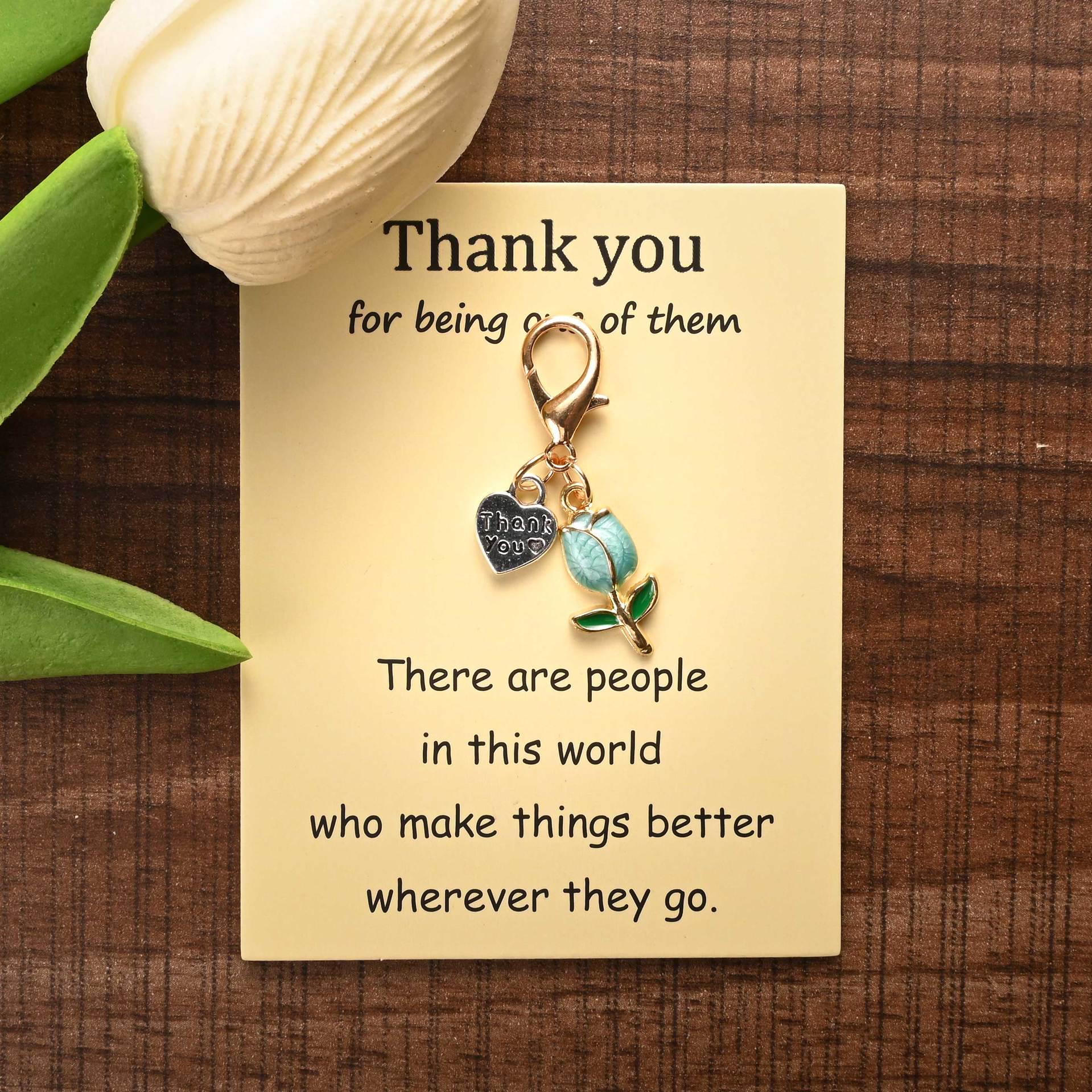 Брелок-подвеска  Спасибо, тюльпан  - Карточка с пожеланием и подвеска на сумку синий