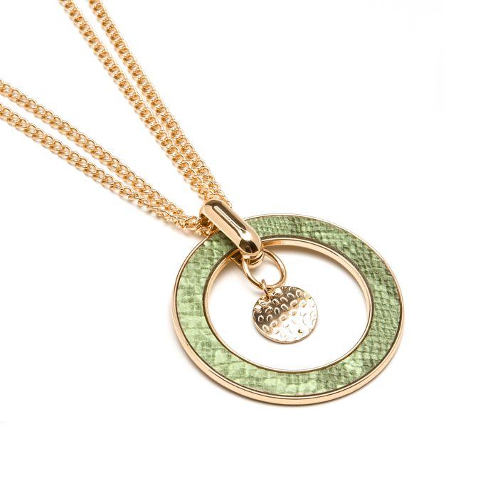Collier en cuir vert clair Luxenter fini en or jaune 18K - Amta