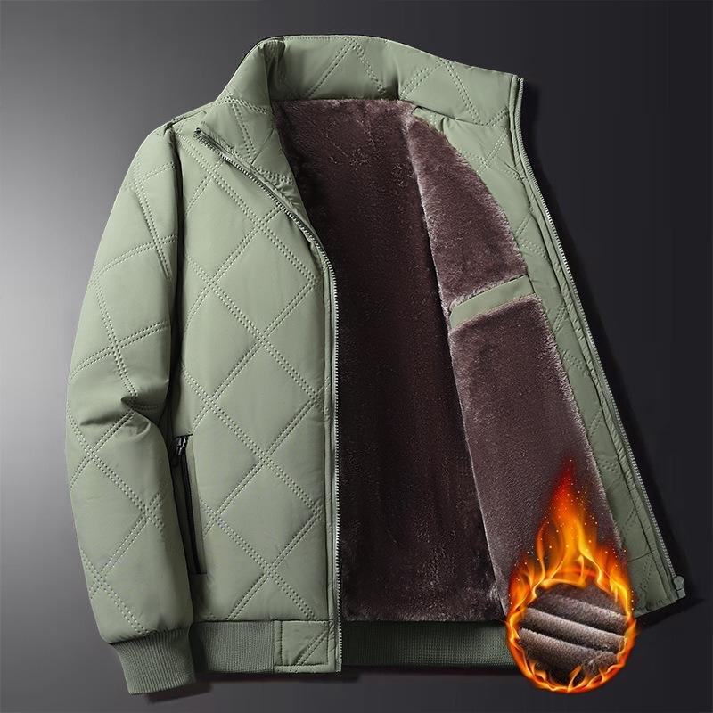 Men's Winter Lightweight Bomber Quilted Jackets Casual Windbreakers Thicken Full Zip Up Windproof Work Coats for Men Warm Fleece Lined Parka Jacket
