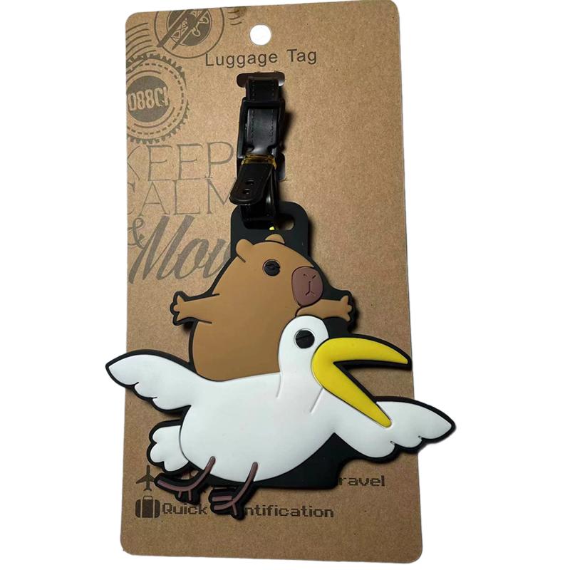 Kawaii Cute Capybara Bagasjemerke Kvinner Reisetilbehør Tegneserie Pvc Bagasjemerke Menn Bærbar Anti-Tap Adresse Navneskilt