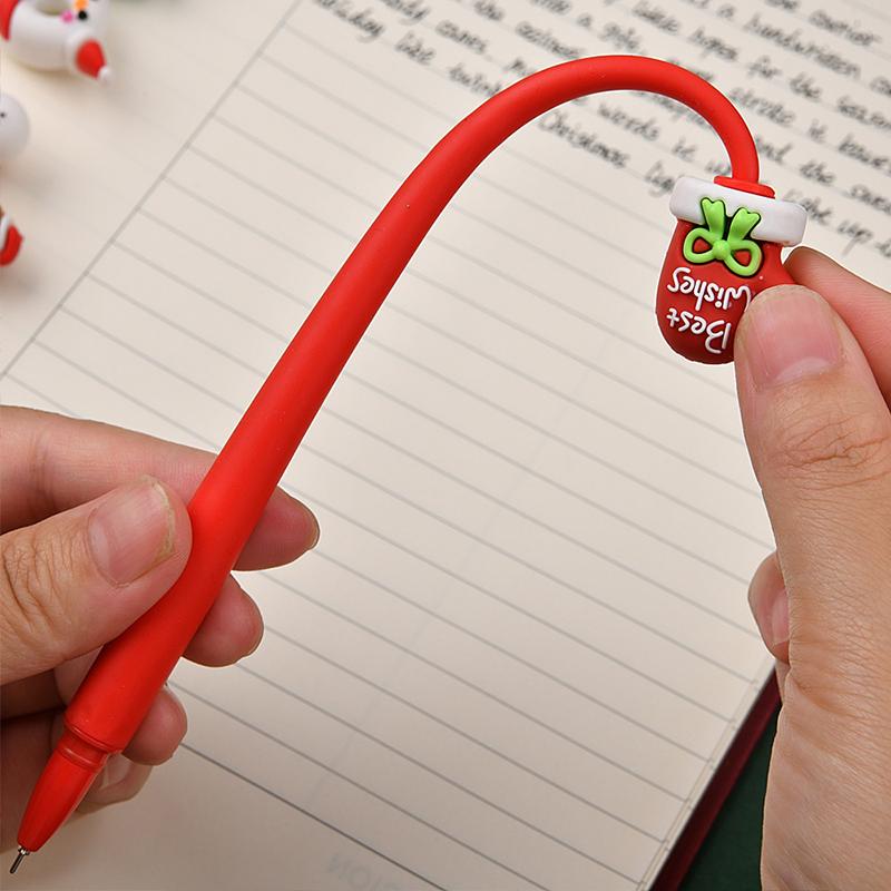 Kawaii Christmas Gel Pen 0.5mm Black Ink Cute Christmas Tree Elk Santa Snowmen Neutral Pen School Stationary Kids Gift