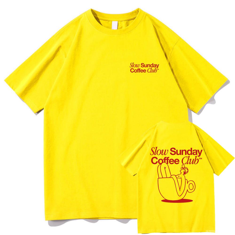 Slow Sunday Coffee Club T Shirt Men/women Harajuku Vintage Graphic Tshirt Classic Unisex High Quality Retro Cotton Tee Shirts