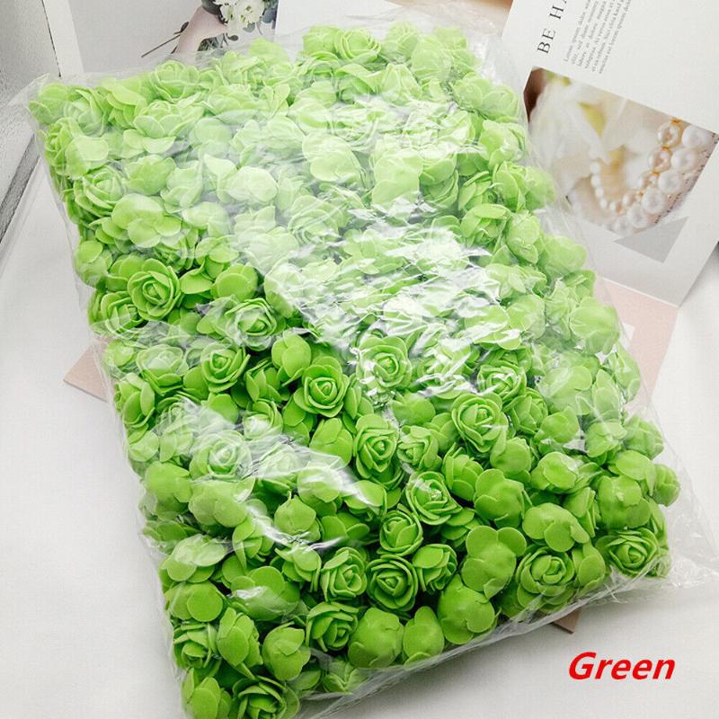 100Pcs 3.5cm Artificial Flower Foam PE Rose Heads DIY Valentine's Day Roses Wedding Candy Box Decoration