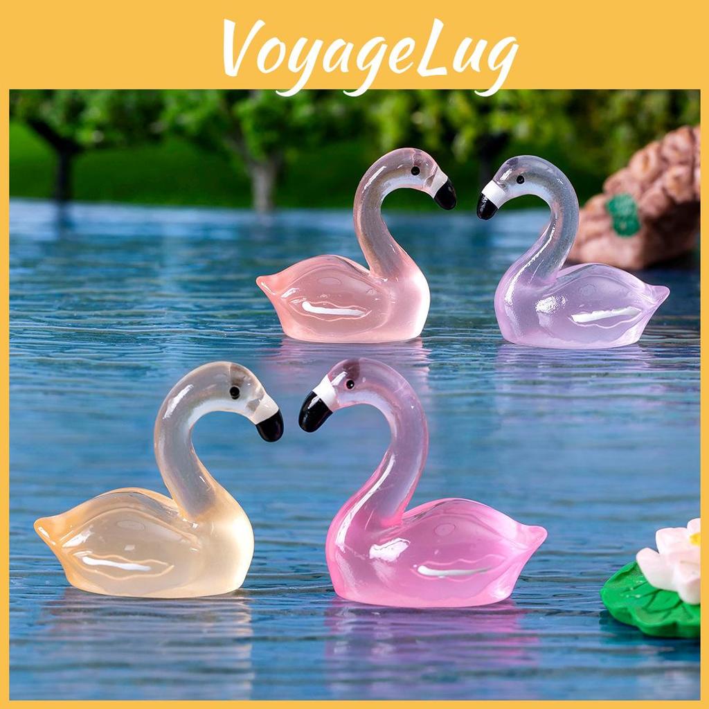 Cute Resin Flamingo Figurine Night Light Miniature Decorative Desk Accessories