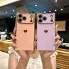 Fashion Plating Glossy Silicone Heart-Shaped Case For IPhone 17 Pro Max Air 16 15 14 13 12 11 Plus Shockproof Bumper Back Cover