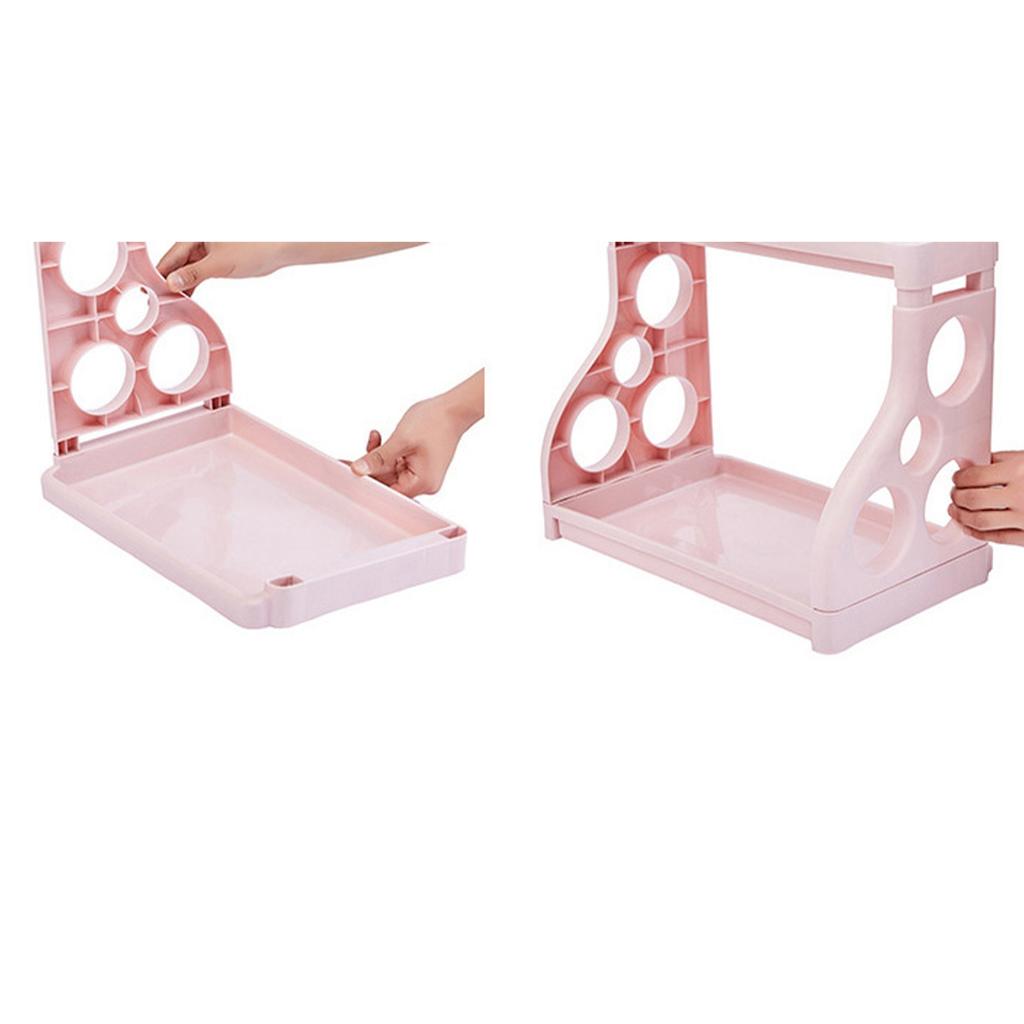 2 Tier Spice Rack Plastic Desktop Storage Organizer Draining Cutlery Chopsticks Shelf for