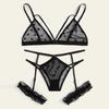 New Women Plus Size Lace Lingerie Bra+Thong Underwear Set Black Sleepwear