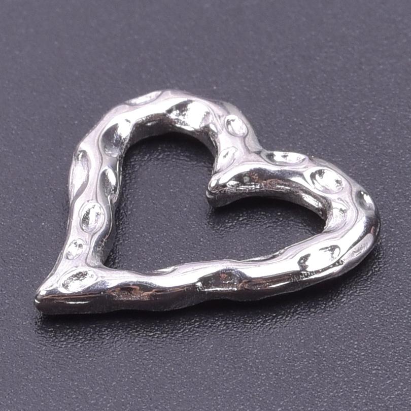 100% Stainless Steel Heart Charms For Jewelry Making Bracelets Earrings Accessories 6pcs/Lot Silver Color Irregular Pendant Bulk