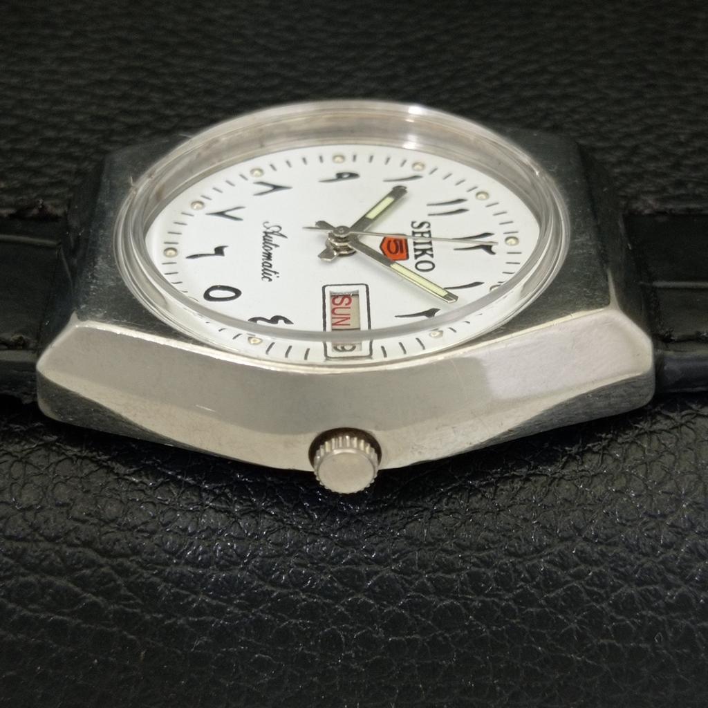 VINTAGE SEIKO 5 AUTOMATIC 6309A JAPAN MENS ARABIC WHITE DIAL WATCH A701540-5 R206b-a701540