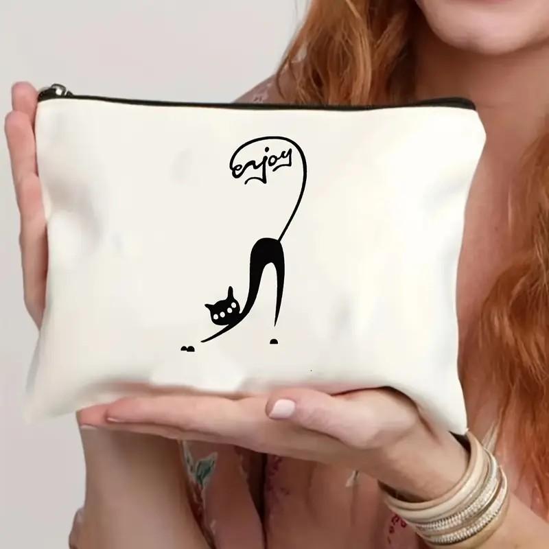 Cat, Strawberry Girl, Friendship Pattern, Travel Supplies Bag, Waterproof Polyester Zipper Bag, Cosmetics, Accessories