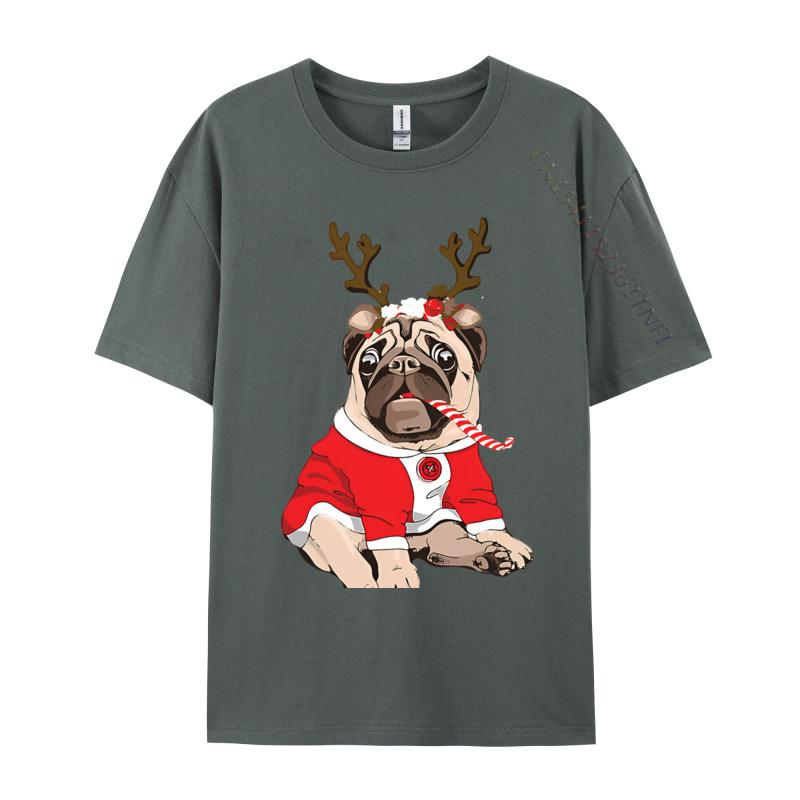 Graphic T Shirts Men Pug Deer Pug Lovers Reindeer Christmas Tshirt Soft Breathable Cotton Tops Tee 3xl Men Clothing