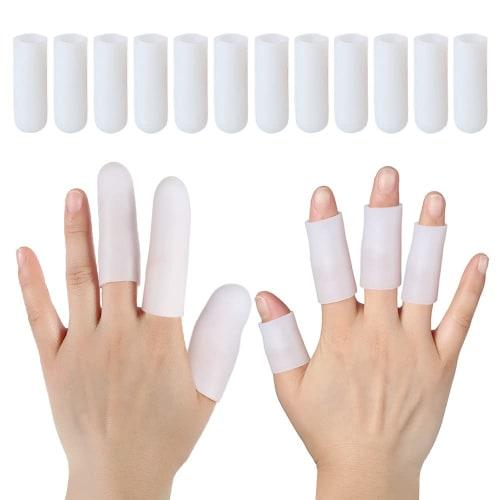 

Finger Protection Caps, 12-Pack, Unisex Finger Joint Protection Caps for Relieving Friction and Pain, Silicone Toe Cots (White)