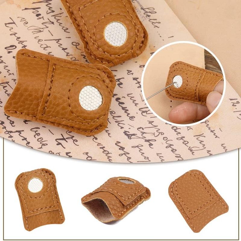 BUDDUR Vintage Hand-working Thimble Kit With Finger-cot And Adjustable Metal Finger Shield Ring For Sewing DIY Handmade Craft