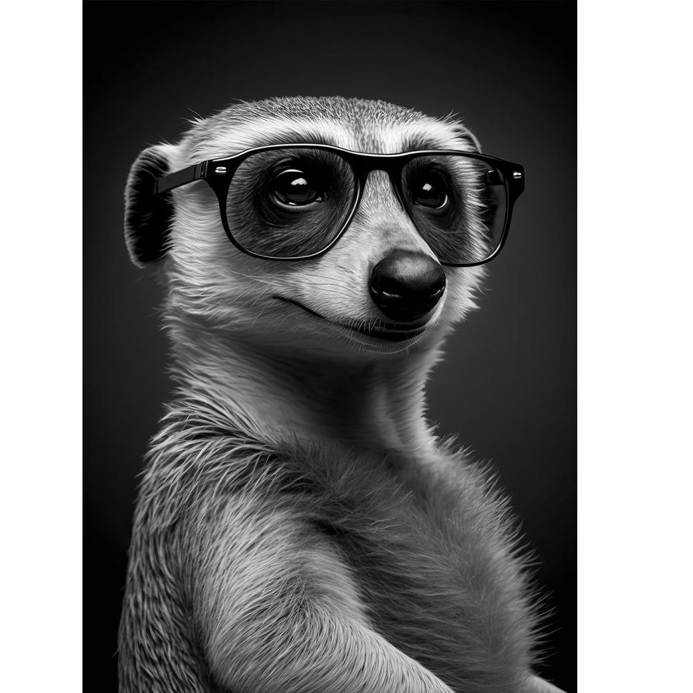 Modernes lustiges Tier-Dekorationsbild Porträt eines Seeotters mit Sonnenbrille Poster Drucke für Wohnzimmer Wanddekor Ungerahmt