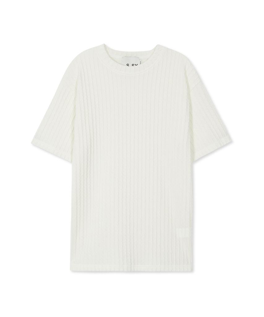 SSY Jacquard Knit Short Sleeve T-Shirt Ivory