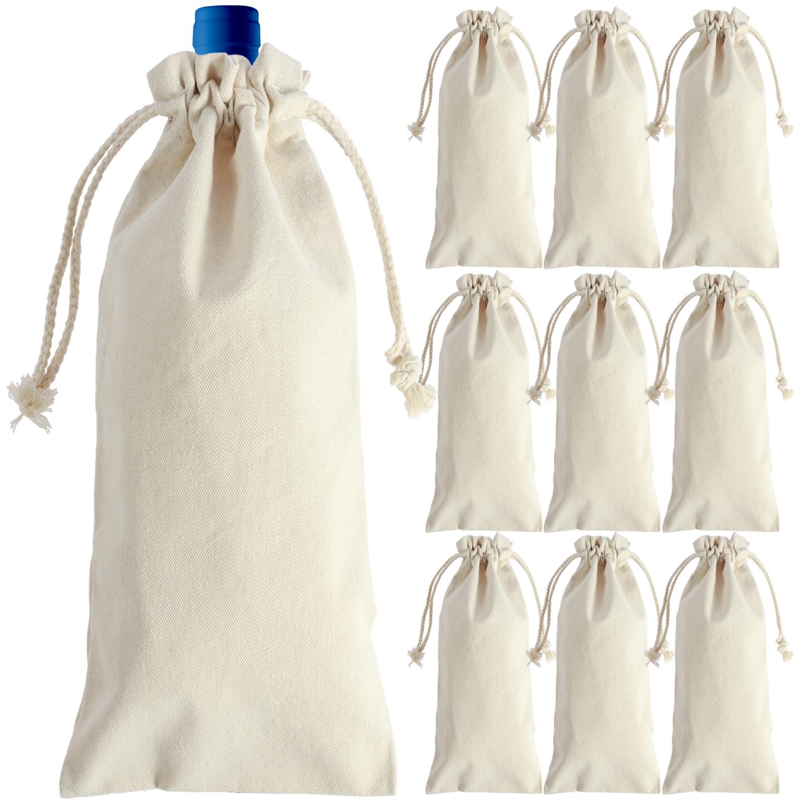 

10Pcs Sublimation Wine Bottle Bags Reusable Wine Bottle Gift Bags Drawstring Bulk Blank Canvas Wine Bags For DIY Heat Transfer 35.5 x 16cm
