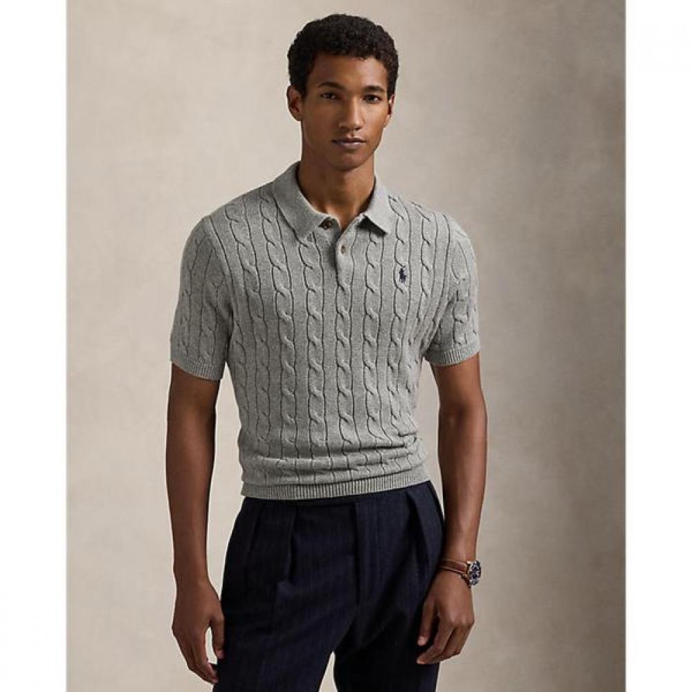 Polo Ralph Lauren Men Cable Knit Cotton Polo Collar Sweater  Mnposwe1n820042020 XS