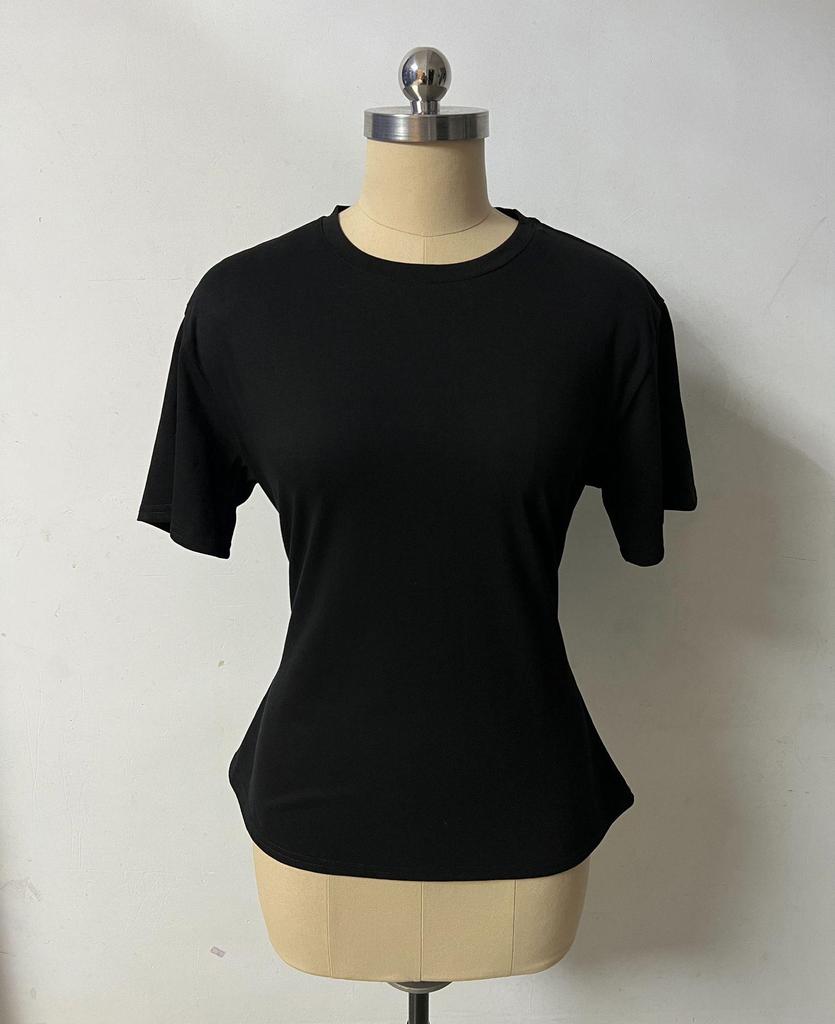 Women's Solid Color Cinched Waist Round Neck Cotton T-Shirt – Casual Short Sleeve Top (2026)