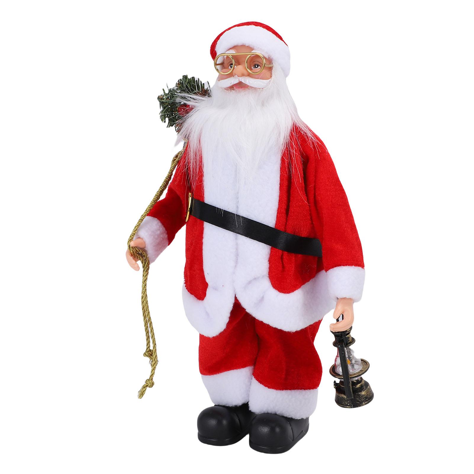 

Festive Santa Doll Figurine Red White Standing Santa Holiday Decoration with Green Bag for Home Xmas Party Ornament
